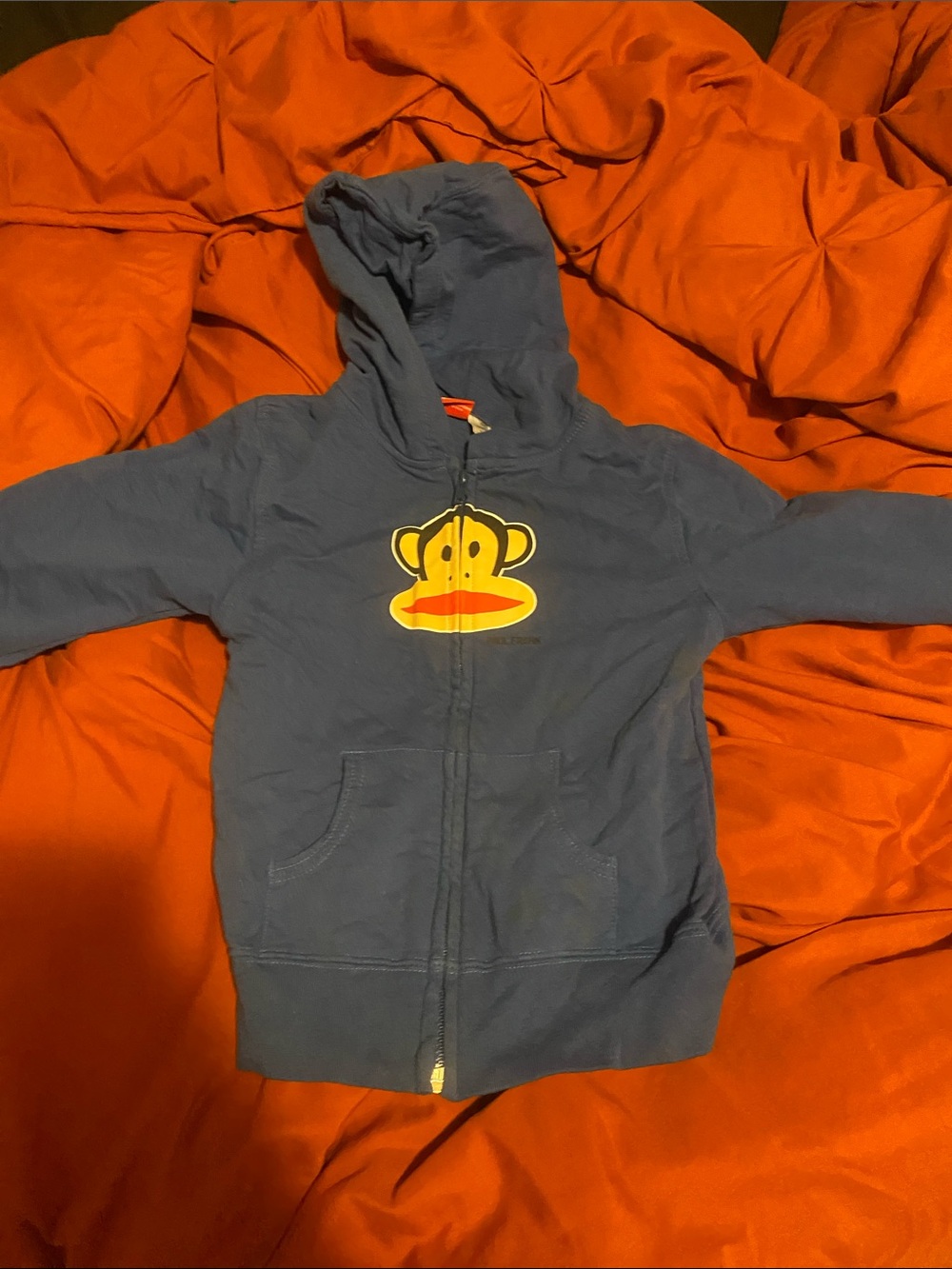 Paul Frank Blue Kids Hooded Zip Jacket with Monkey Patch
